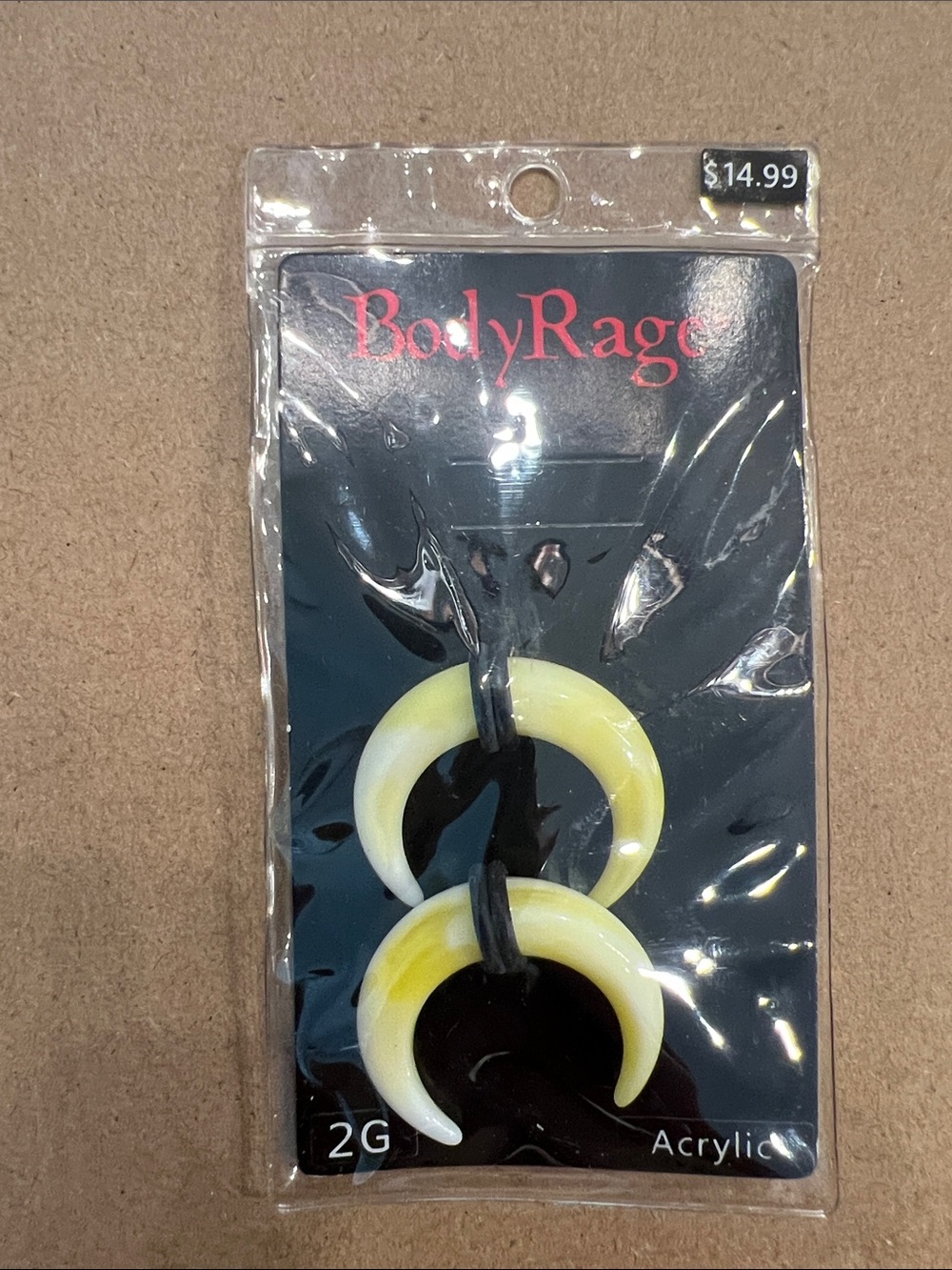 BodyRage Yellow Crescent Ear Tapers for Stretched Lobes (2G)